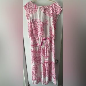 CALYPSO ST. BARTH 2 PC SET PINK/WHITE MATCHING DRAWSTRING SKIRT/TOP LADIES SZ M